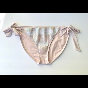 Miss Me Light Pink Sequence Bikini Bottom, Size Large